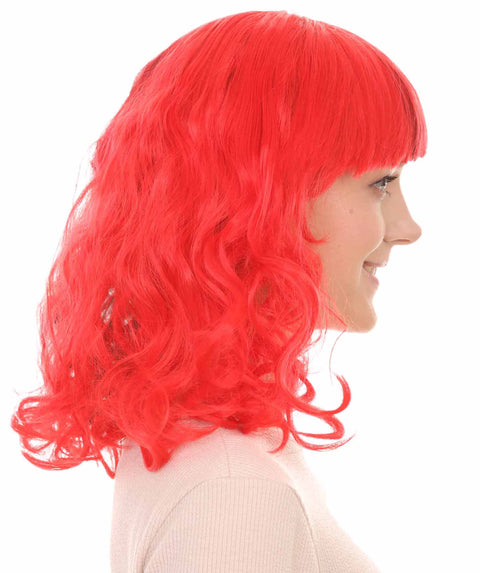 Half Red and Half Black Long Curly Anime Women’s Wig