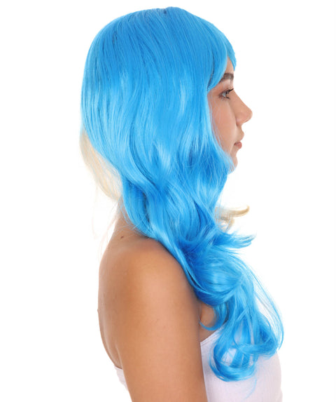 Blonde and Blue Big Curly Wig