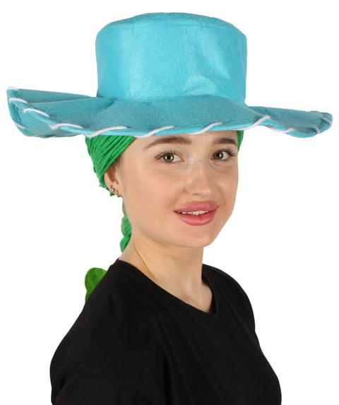 HPO Adult Women's Cowgirl Yarn-Braided Wig with Felt Hat