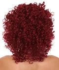 Dancehall Womens Wig , Burgundy Curly Character Cosplay Halloween Wig , Premium Breathable Capless Cap