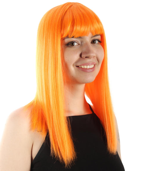 Adult Women's 18" Inch Silky Medium Straight Length Diva Wig, Multiple Color Synthetic Hair with Bangs | HPO