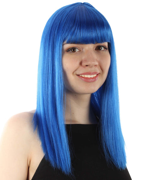 Adult Women's 18" Inch Silky Medium Straight Length Diva Wig, Multiple Color Synthetic Hair with Bangs | HPO
