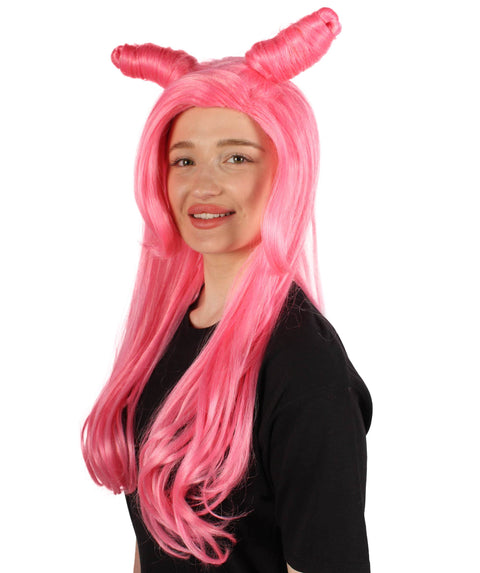 Women's Sexy Dragon Lady Pink Bun Wig