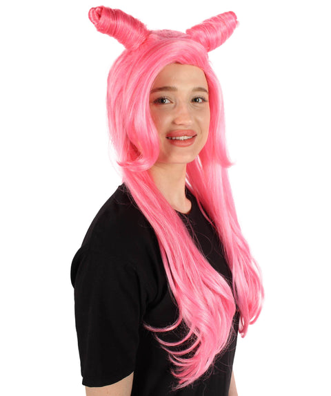 Women's Sexy Dragon Lady Pink Bun Wig