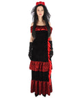 Adult Women Day of the Dead Bridal Costume | Black & Red Halloween Costume