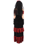 Adult Women Day of the Dead Bridal Costume | Black & Red Halloween Costume