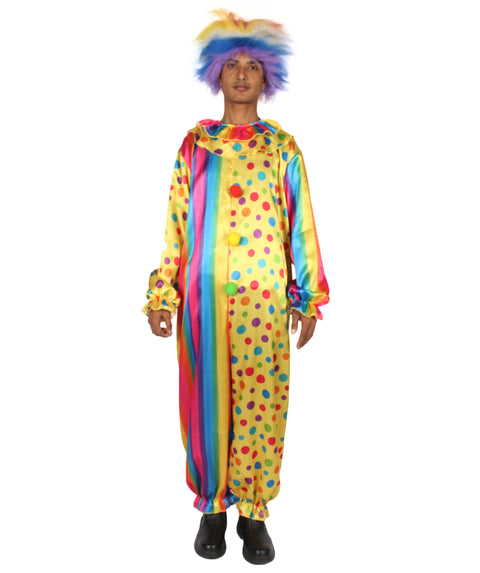 Adult Men's Spots The Clown Jumpsuit Funny  Costume | Multi Halloween Costume