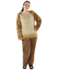 Furry Fox Collection | Women's White and Brown Straight Long Furry Fox Cosplay Costume with Tail