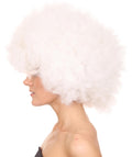 Glow-In-The-Dark Unisex Afro Wig | White Jumbo Super Size Stage/Event Fancy Halloween Wig | Premium Breathable Capless Cap