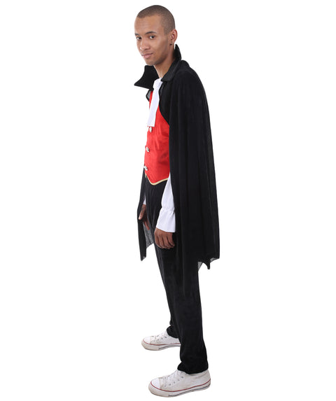 Adult Men's Classic Vampire 3Pc Costume | Black and Red Halloween Costume