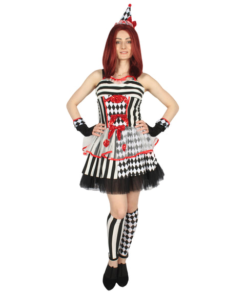 Adult Women's Frightful Clown Scary Costume | Multi Halloween Costume