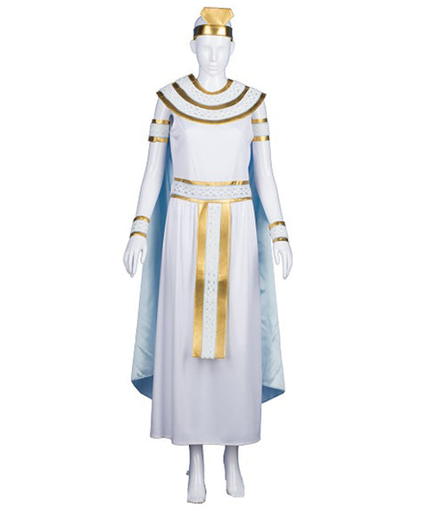 HPO Egyptian Queen Historical Halloween Costume, Gold and White.