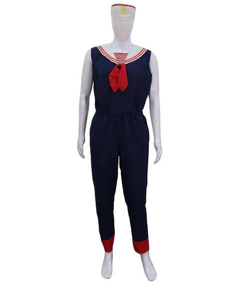 Adult Men's Retro Sailor Costume | Blue & Red Cosplay Costume