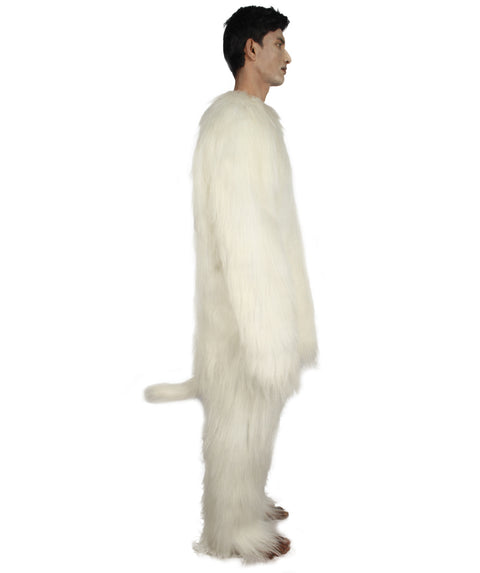 Furry Dog Collection | Men's White Spiked Furry Dog Costume with Tail | Cosplay Halloween Costume