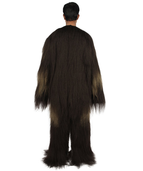 Long Hairy Elder Warrior Ape Military Leader Resistance Fighter Dark Brown Costume