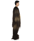 Long Hairy Elder Warrior Ape Military Leader Resistance Fighter Dark Brown Costume