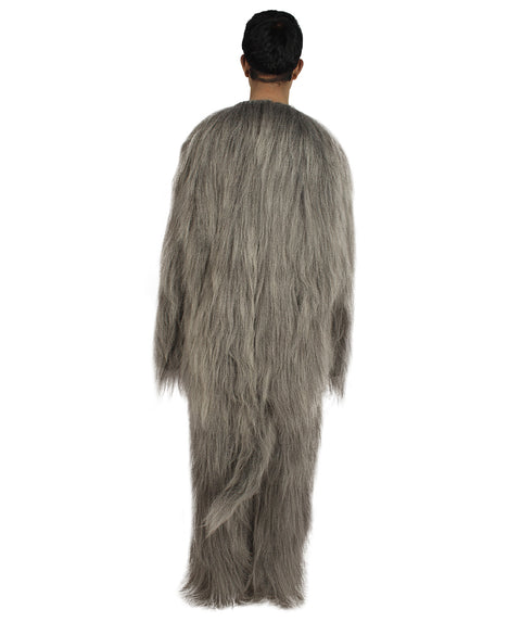 Furry Dog Collection | Men's White and Grey Straight Long Furry Dog Costume with Tail | Cosplay Costume