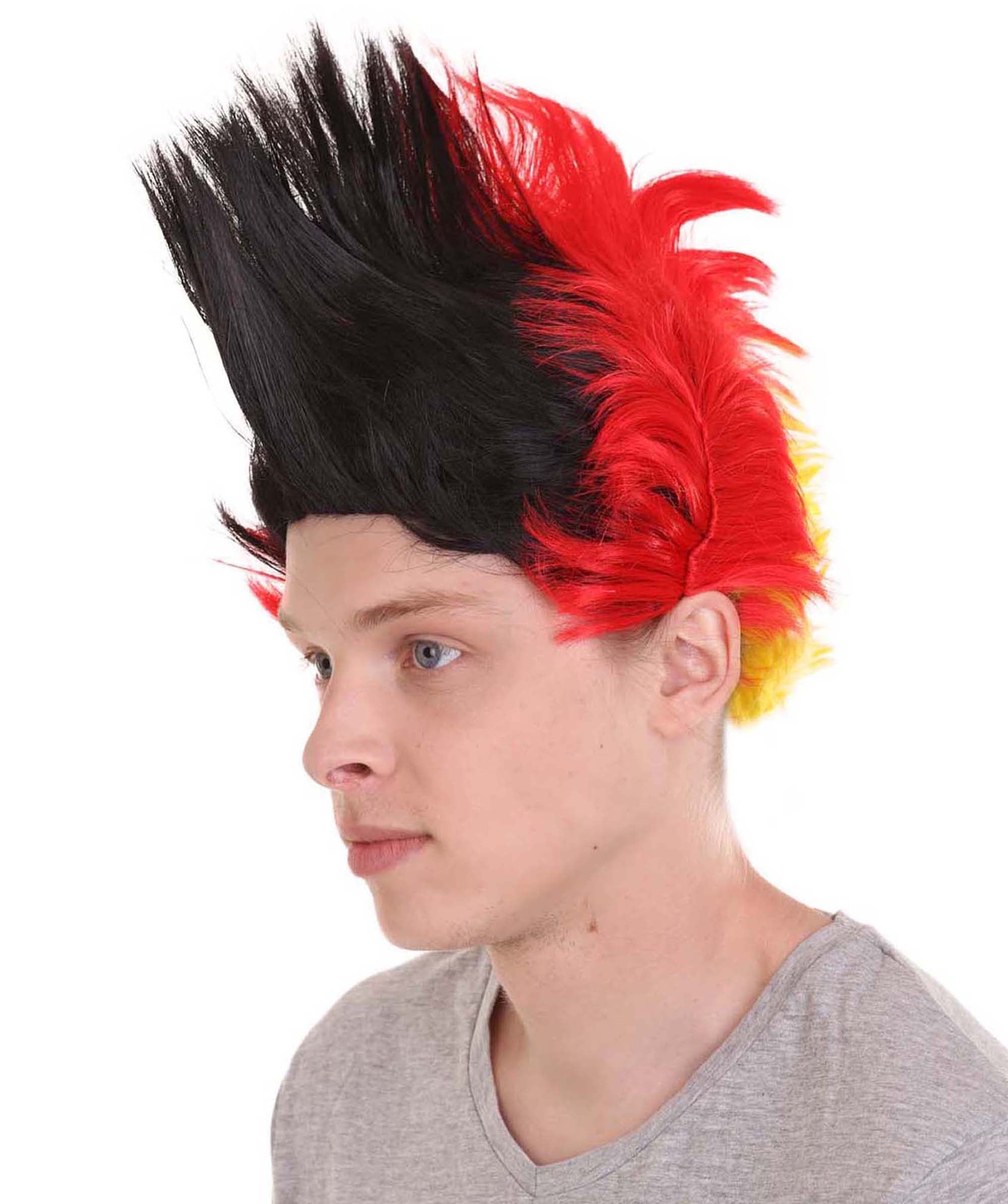 Black & Red Mohawk Wig | - HalloweenPartyOnline