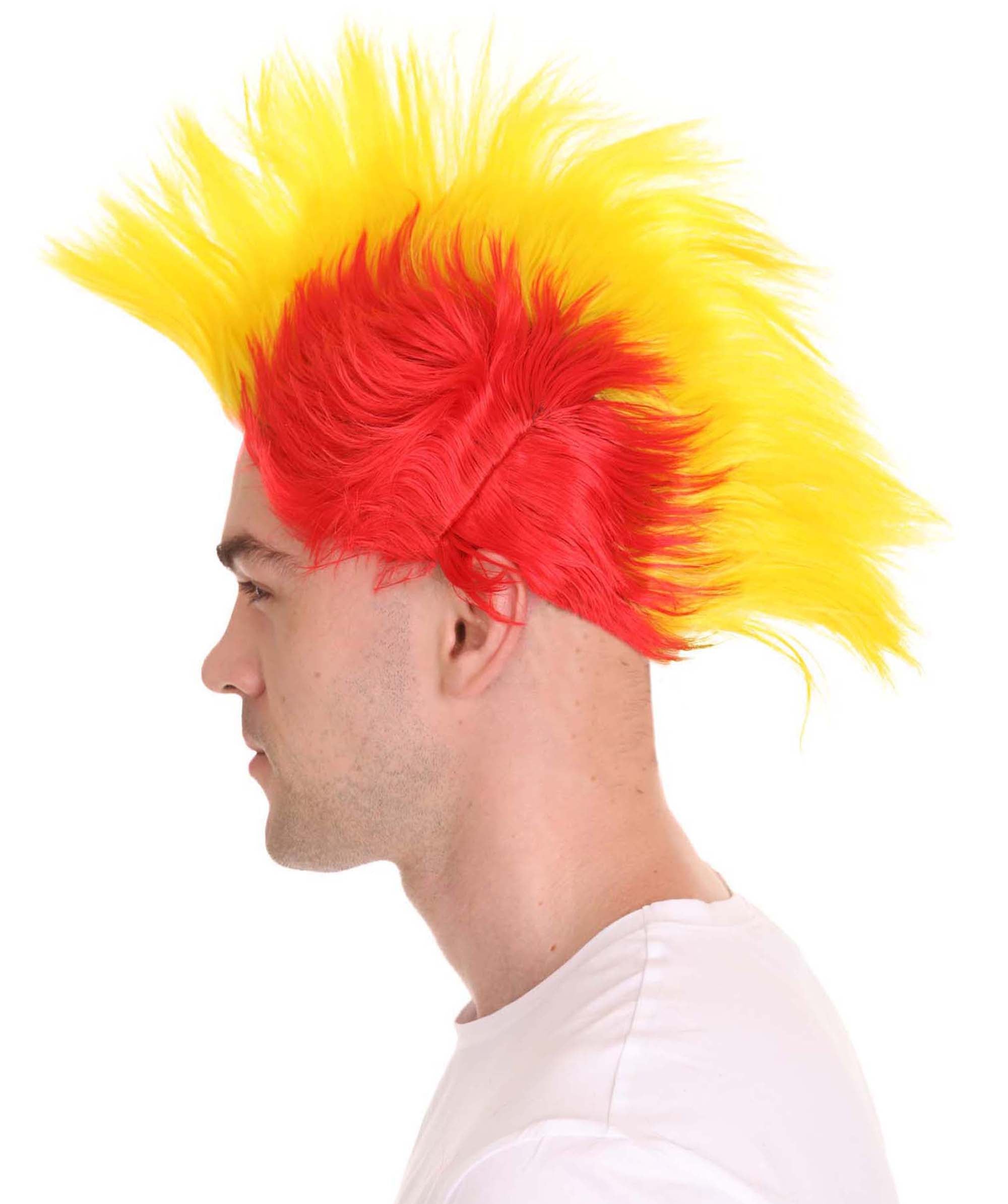 Red Yellow Mohawk Wig | - HalloweenPartyOnline