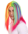 Rainbow Rapper | Multiple color Straight Medium Length Music Icon Wig | Premium Halloween Wig