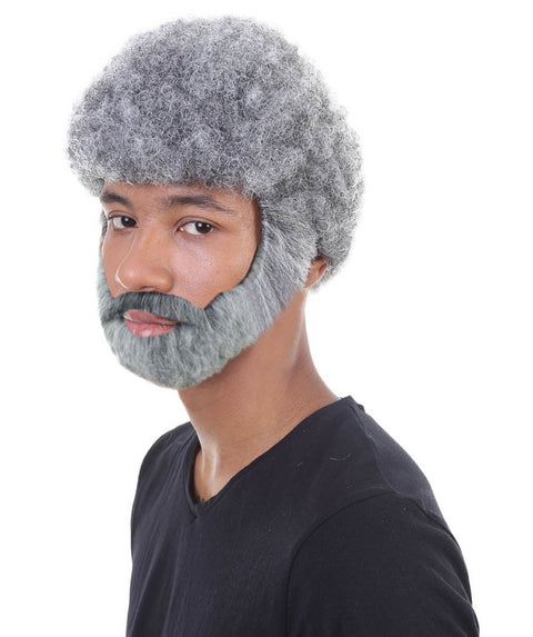 Men's TV Movie Character Beard Grey Wigs | Premium Breathable Capless Cap