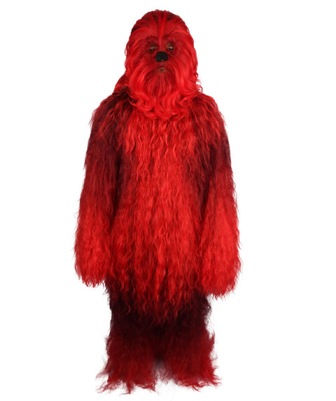 Red  Unisex Long Hairy Warrior Ape Military