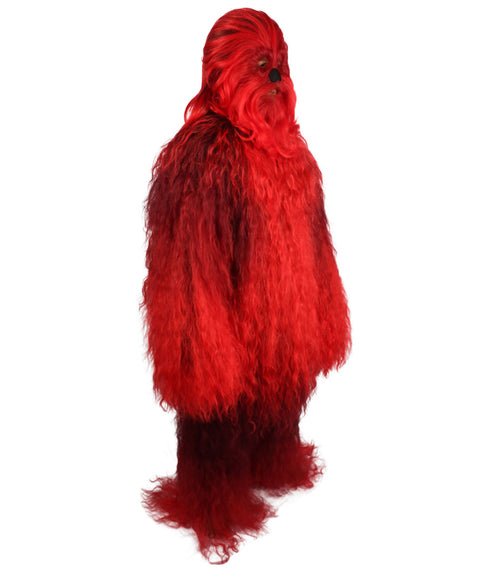 Red  Unisex Long Hairy Warrior Ape Military