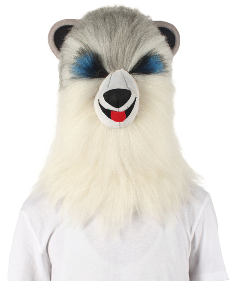 White and Grey Civet Cat Wig with Mask