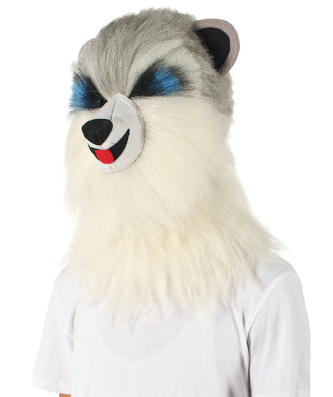 White and Grey Civet Cat Wig with Mask