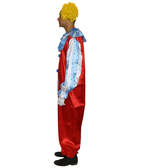 Adult Men's Blue Clown Jumpsuit Costume | Multi Color Cosplay Costume