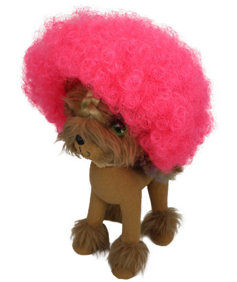 Pink pet afro wig