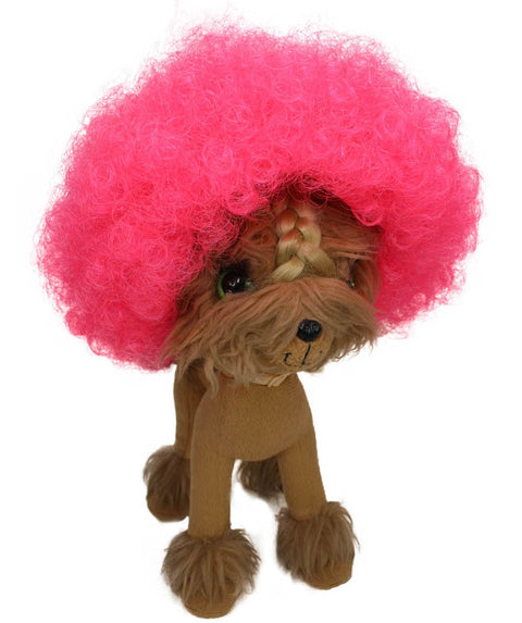 Pink pet afro wig