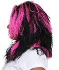 Vampiress Black And Pink Womens Wig | Super Size Jumbo Ghost Horror Wig | Premium Breathable Capless Cap