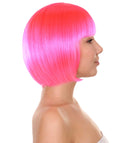Womens Neon Pink Bob Wig | Party Ready Fancy Cosplay Halloween Wigs | Premium Breathable Capless Cap
