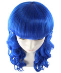 long curly blue party wig