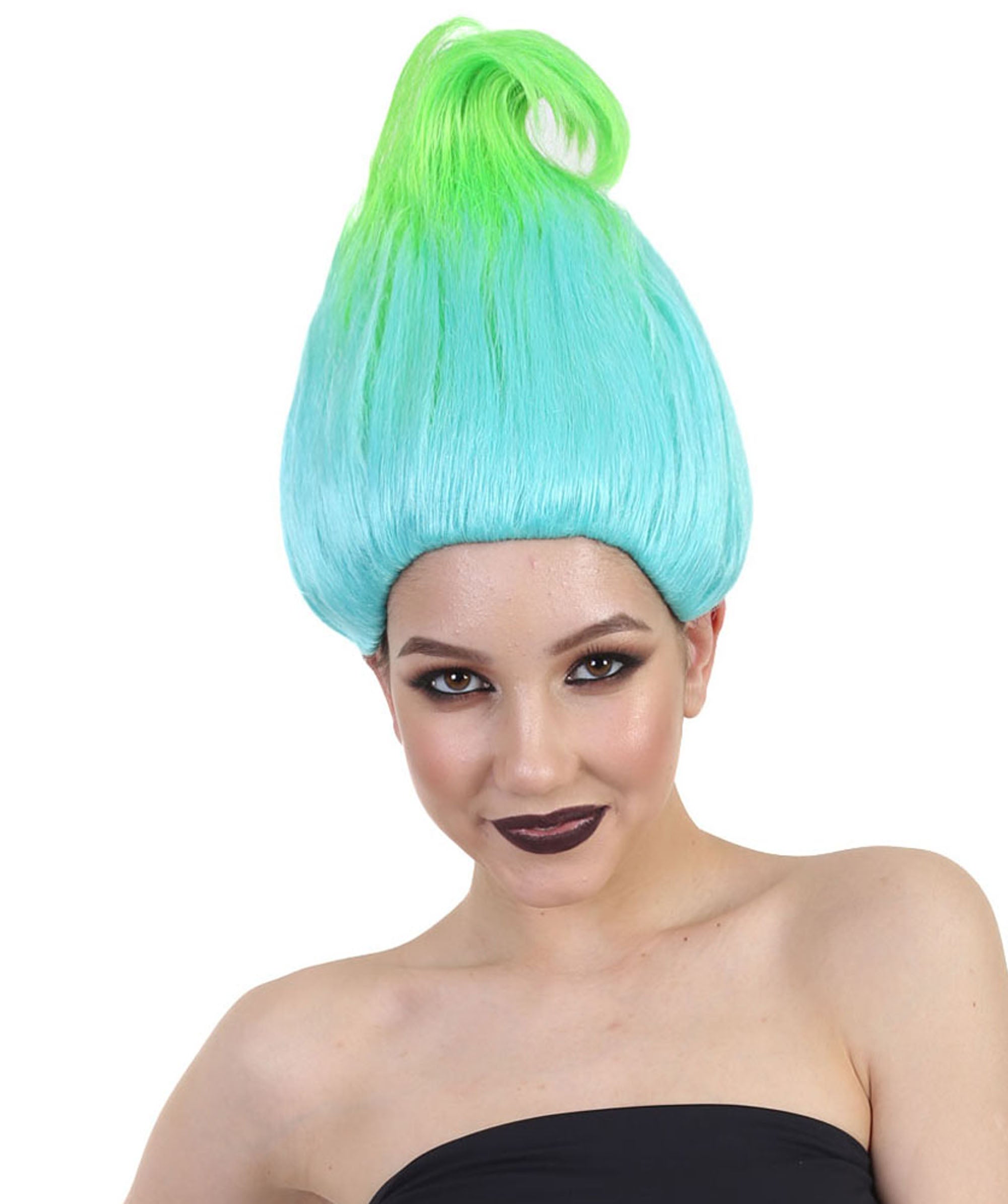 Bluish Green Troll Wigs Cosplay Trolls Wig Premium Breathable Capless Cap