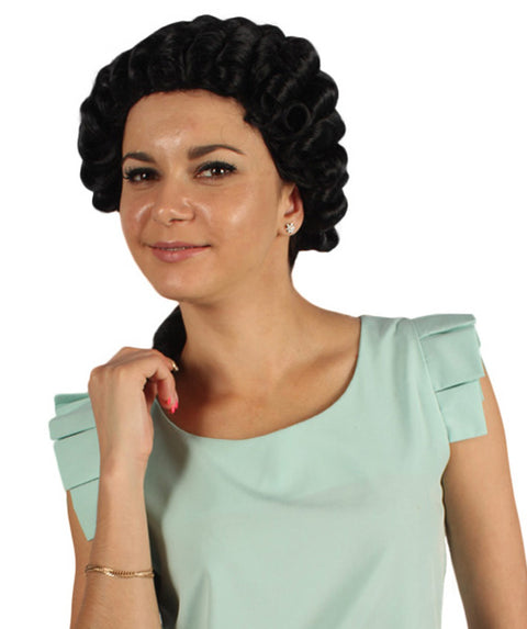 Black Colonial Lady Black Short Curly Historical Wig