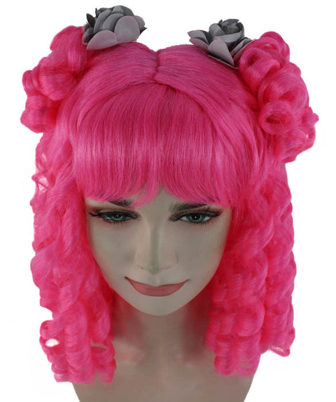 Colonial Lady Pink Curly Wig