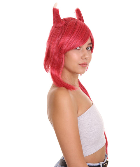 Womens Game Cosplay Wig | Red Video Game Wigs | Premium Breathable Capless Cap