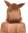 Womens Monster Wig with Ears | Brown Cosplay Video Game Wigs | Premium Breathable Capless Cap