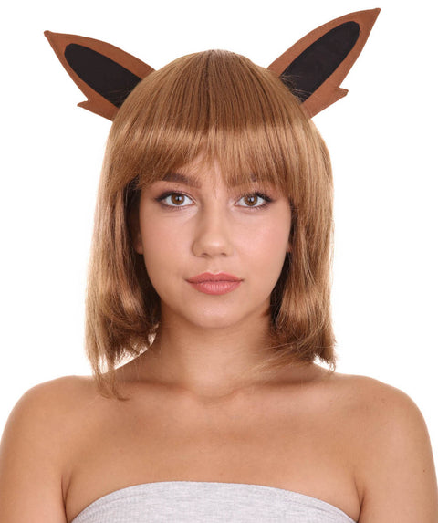 Womens Monster Wig with Ears | Brown Cosplay Video Game Wigs | Premium Breathable Capless Cap