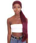 Women's Long Sleek Purple Ponytail Rapper Wig  - Long Purple Hair - Capless Cap Design