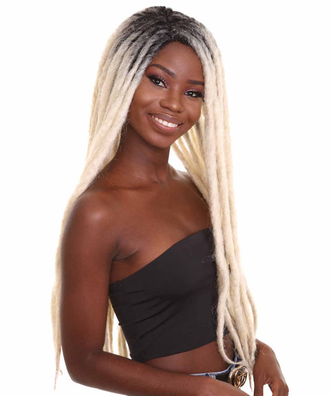Best Dreadlock Wig For Halloween | Women's Long Blonde Dreadlocks - with Dark Roots - Capless Cap Design