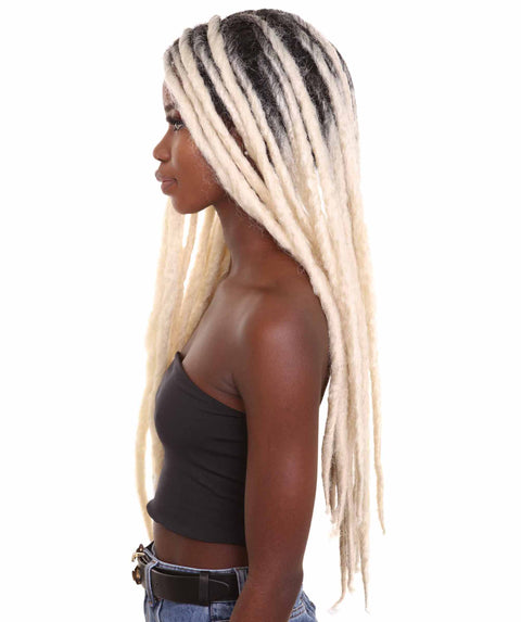 Best Dreadlock Wig For Halloween | Women's Long Blonde Dreadlocks - with Dark Roots - Capless Cap Design