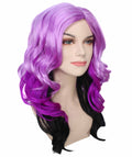 Adult Women's Purple Gradient Color Curly Medium Length Trendy Wig