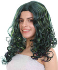 Green Wicked Witch Women's Wig | Horror Blue Green Two Toned Halloween Wigs | Premium Breathable Capless Cap