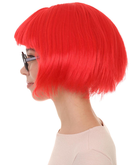HPO | Fashion Edna | Multiple Colors Bob with Bangs and Glasses, Halloween Wig | Breathable Capless Cap