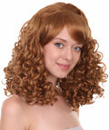 Womens Rockabilly Long and Curly Brown Wig | Country Girl Vintage Wigs | Premium Breathable Capless Cap
