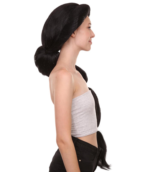 Women's TV Movie Princess Jumbo Wig With Crown Black | Premium Breathable Capless Cap