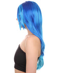 Long Wavy Blue Womens Wig | Sexy Cosplay Party Halloween Wig | Premium Breathable Capless Cap